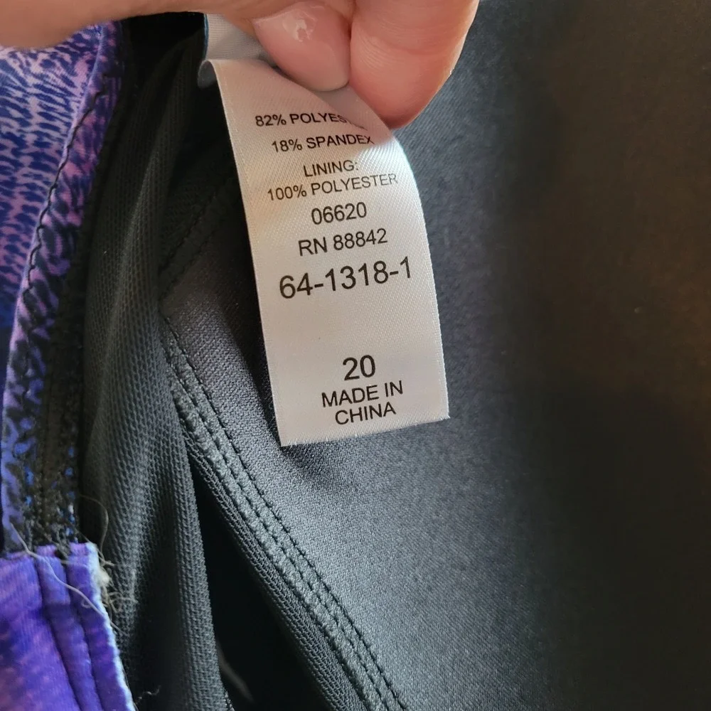 Aquabelle Swimsuits For All Purple Blue‎ Abstract Tankini Top Plus Size 20 - Picture 7 of 11